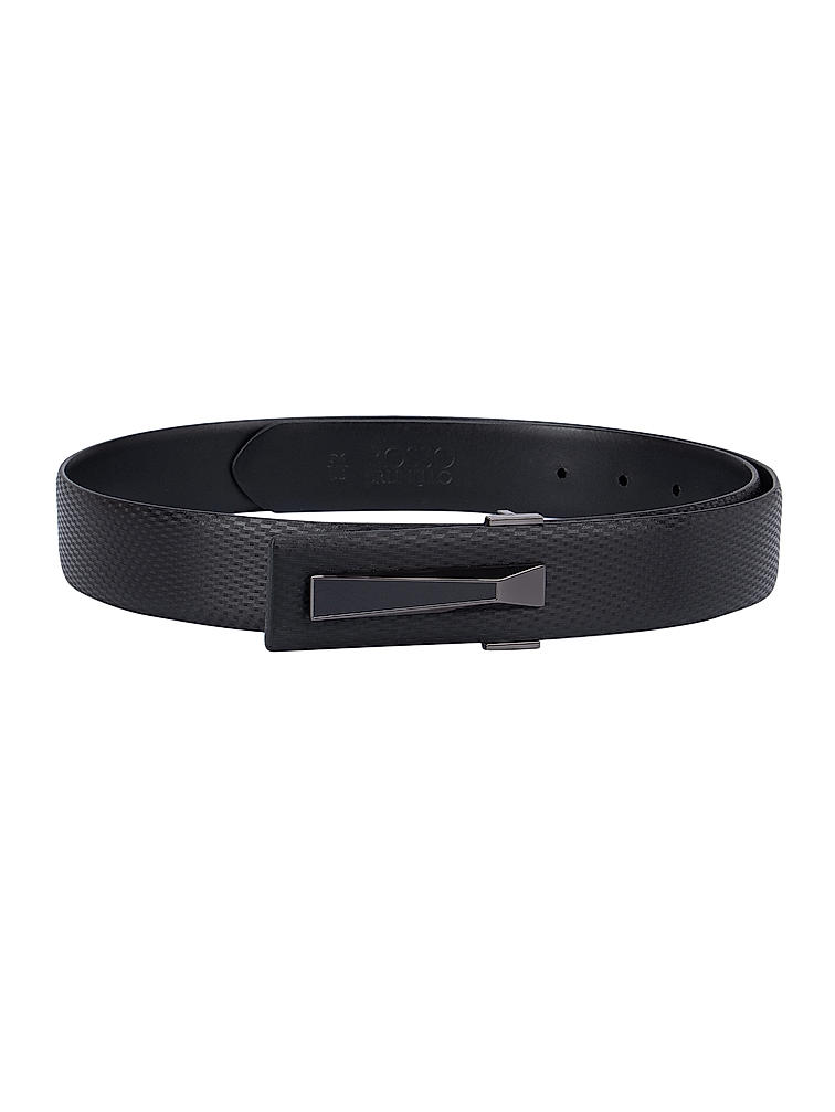 Black Textured Leather Belt